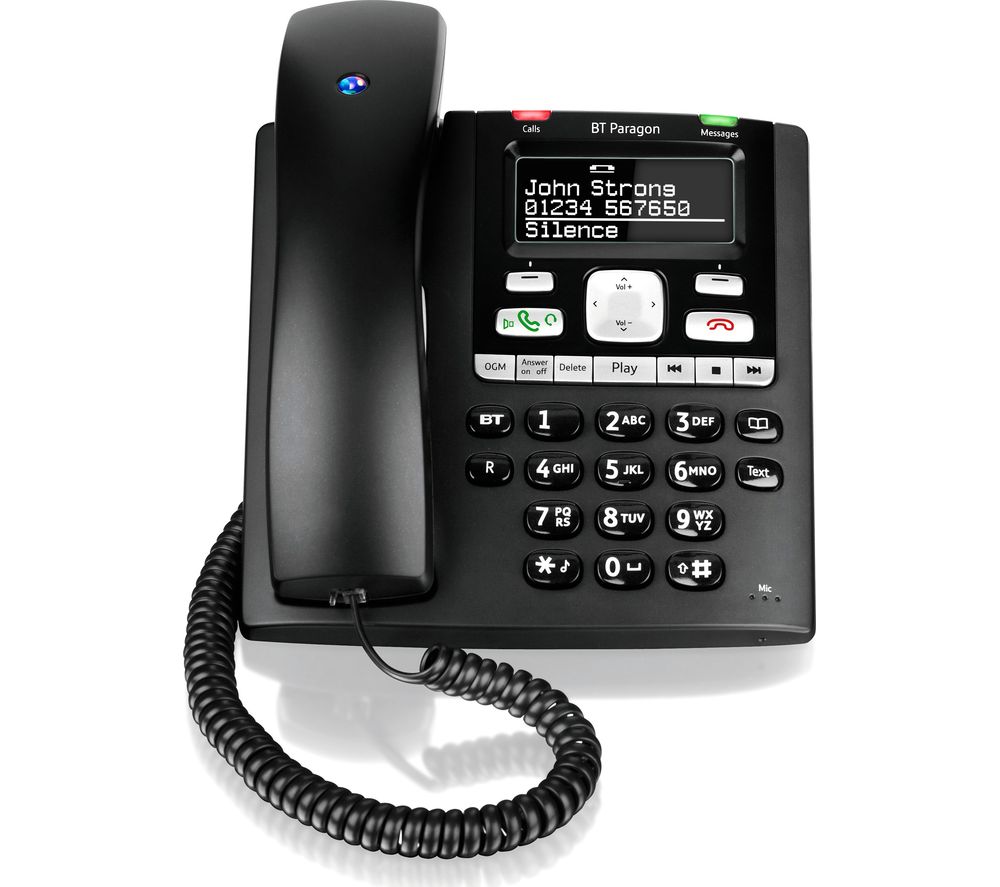 Bt Paragon 650 Corded Phone with Answering Machine, Black