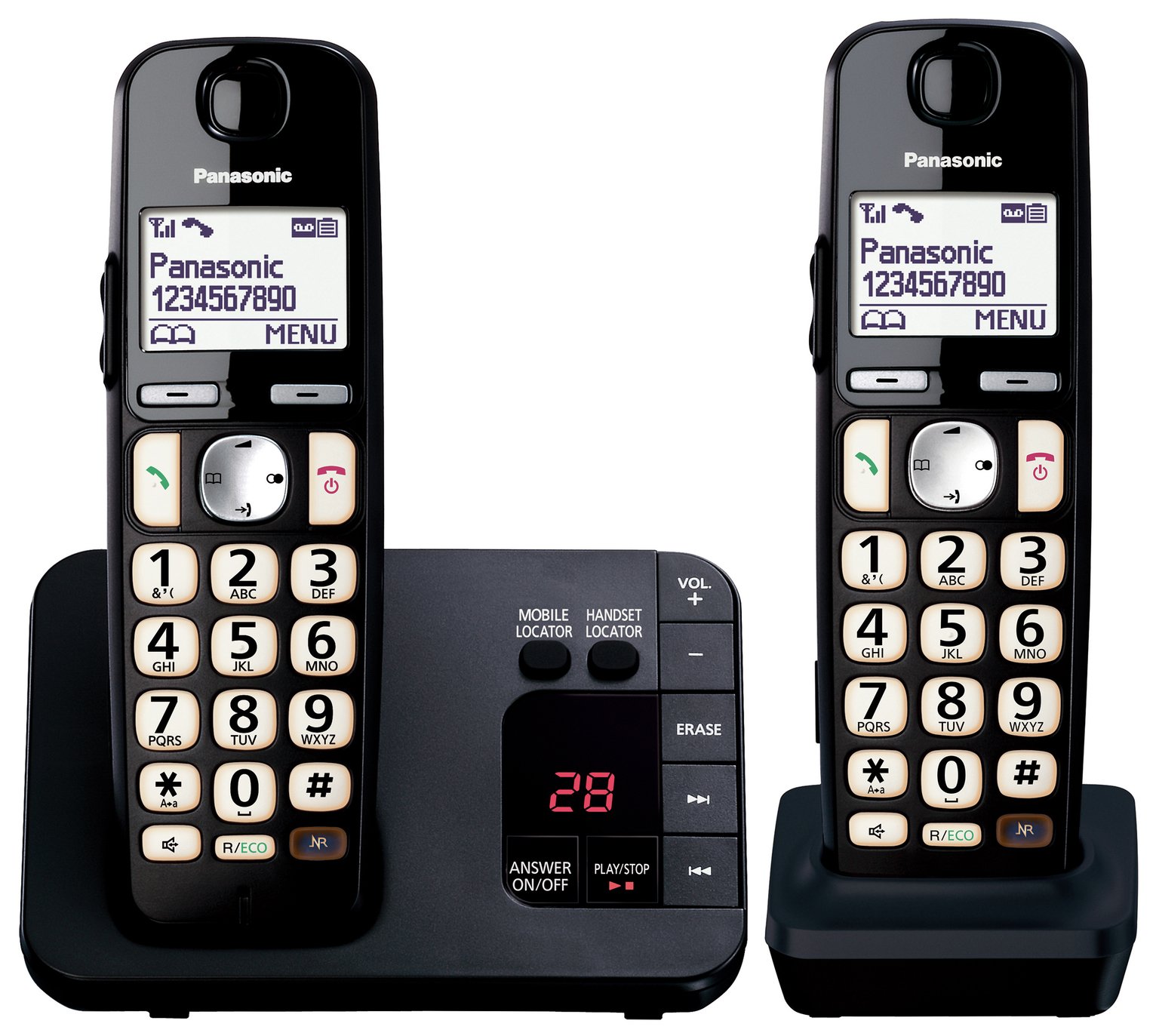 Panasonic KX-TGE722EB Easy Use Cordless Telephone - Twin