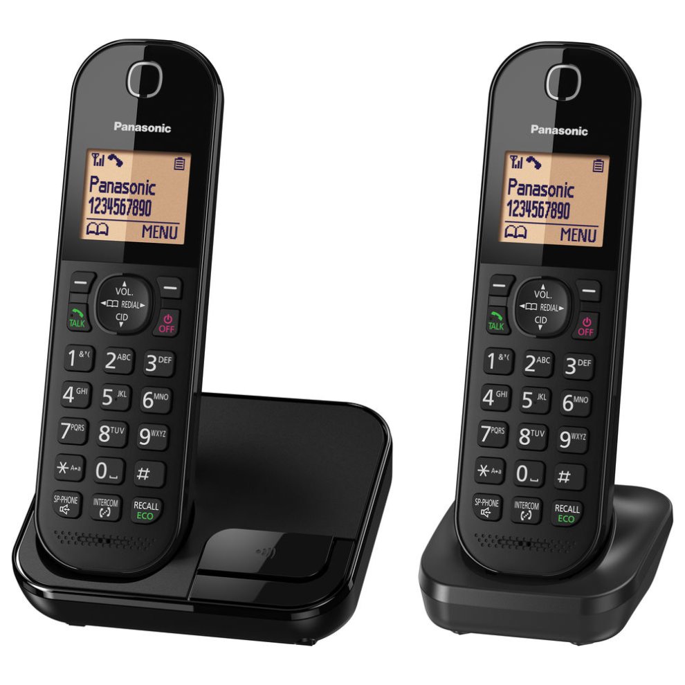 Panasonic KX-TGC412EB Digital Cordless Phone with Nuisance Call Blocker - Black (Pack of 2)