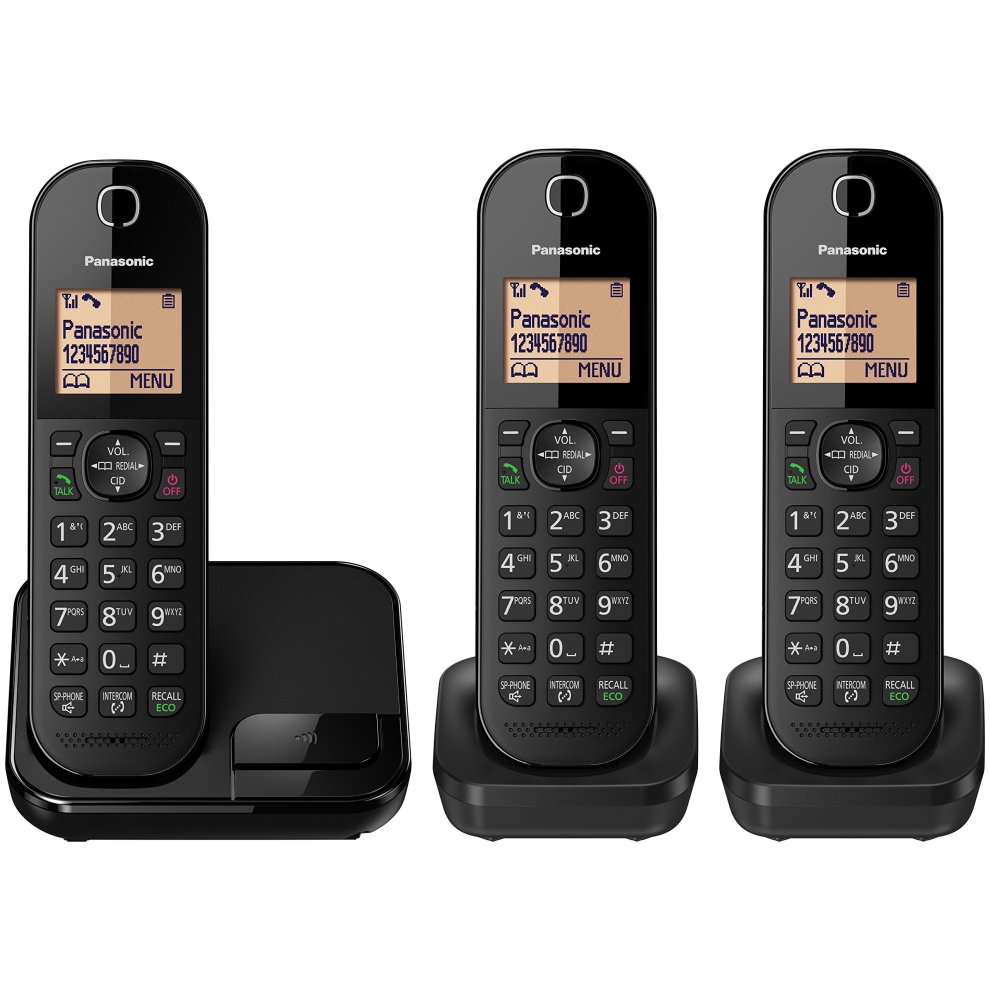 Panasonic KX-TGC413EB Digital Cordless Phone with Nuisance Call Blocker - Black (Pack of 3)