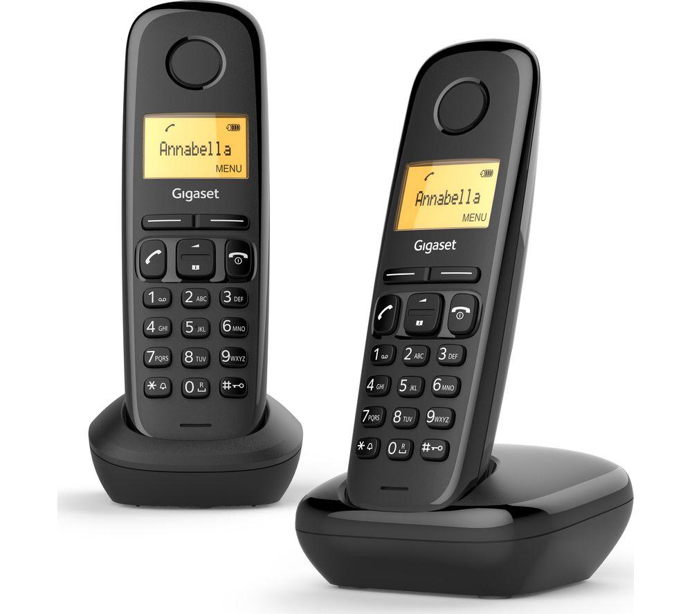 GIGASET A170 Cordless Phone - Twin Handsets, Black